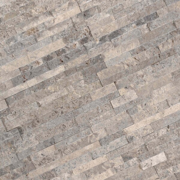 Silver Travertine Splitface Mini Ledger Panel SAMPLE Natural Travertine Wall Tile